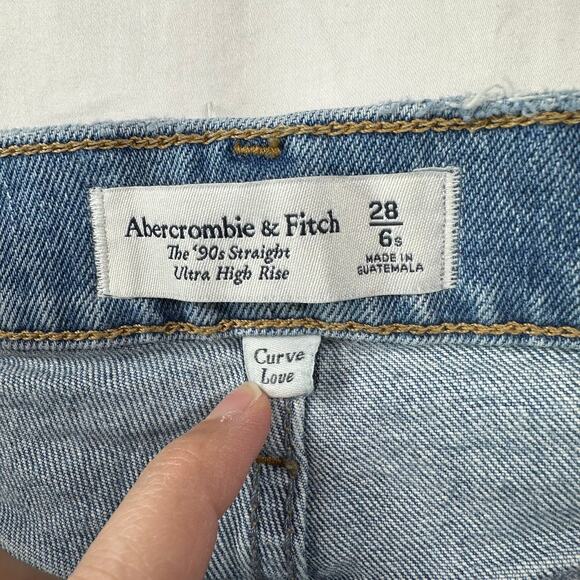 Abercrombie & Fitch Jeans Womens 28 Short Blue 90s Straight Curve Love High Rise - Picture 3 of 12